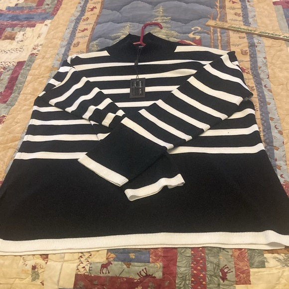 Cable and Gauge mock turtle neck sweater SP black white new - Picture 10 of 10